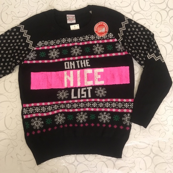 Naughty or Nice Flip Sequin Christmas Winter Sweater XL NWT - Picture 2 of 5